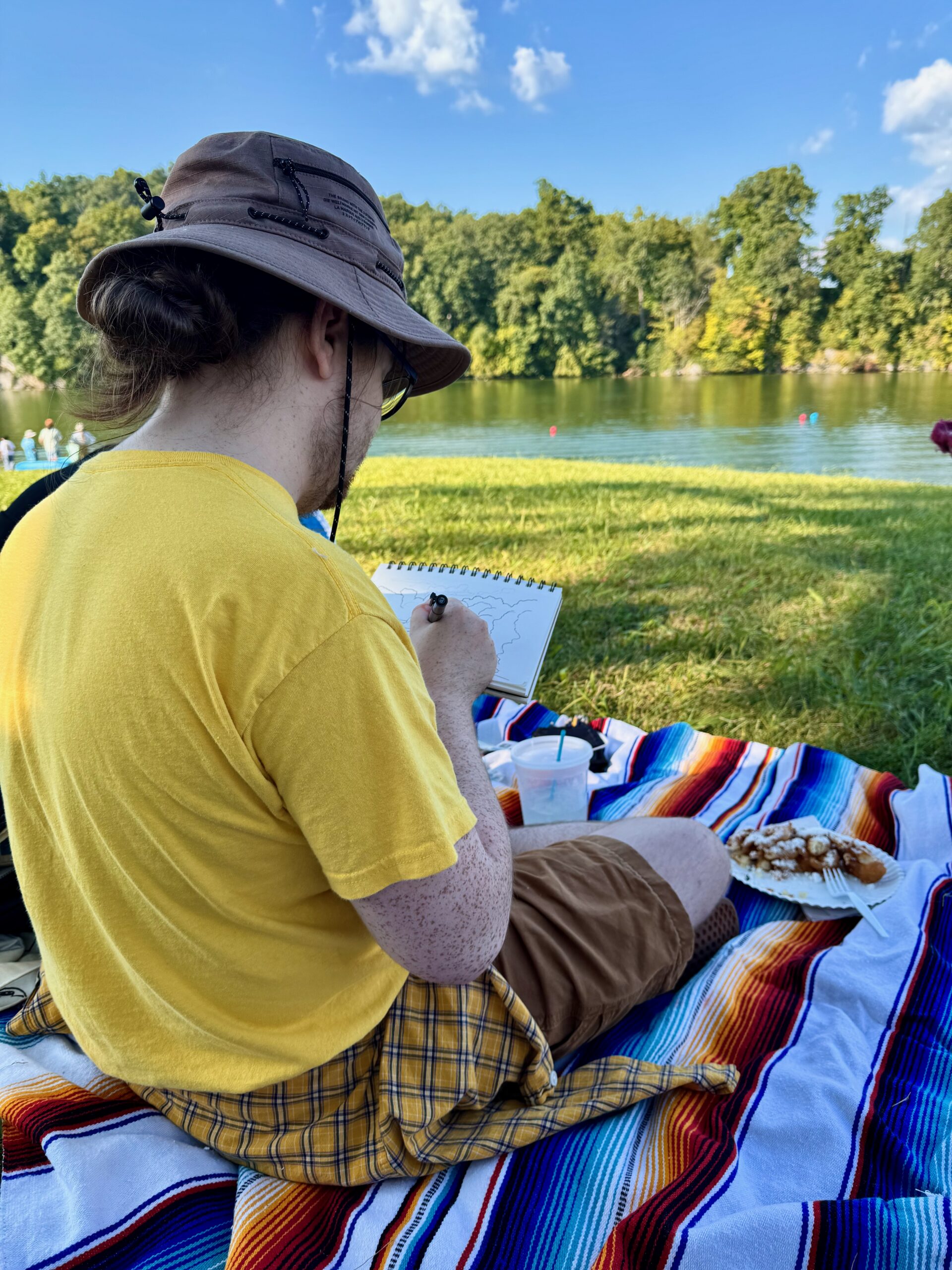 Drawing in the park during a FADE in the FLASH pop-up event.