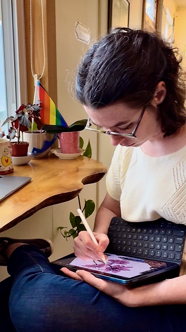 Artist working on a logo